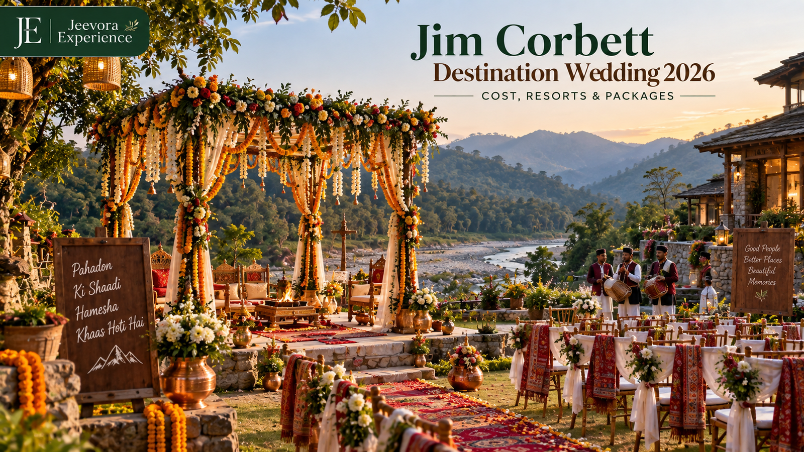 Jim Corbett destination wedding 2026 with resort and outdoor wedding setup