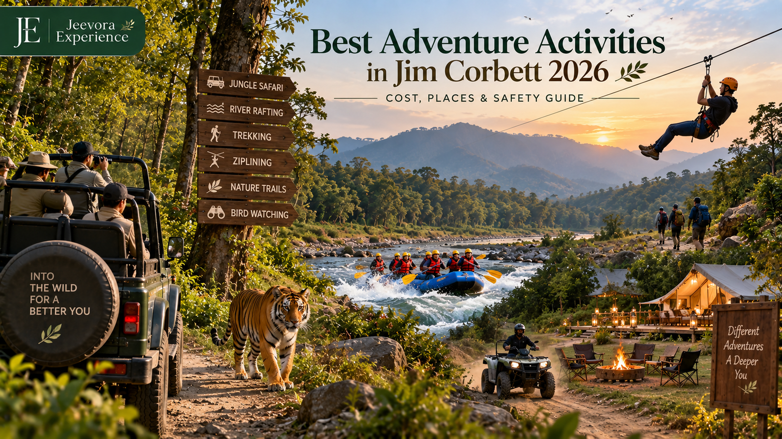 Adventure activities in Jim Corbett 2026 including safari and outdoor activities