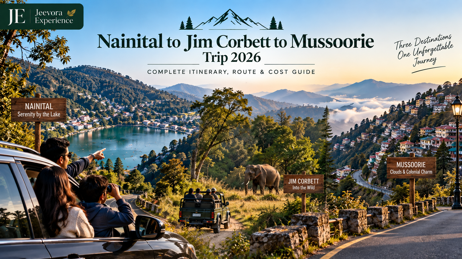 Nainital Jim Corbett Mussoorie trip itinerary 2026