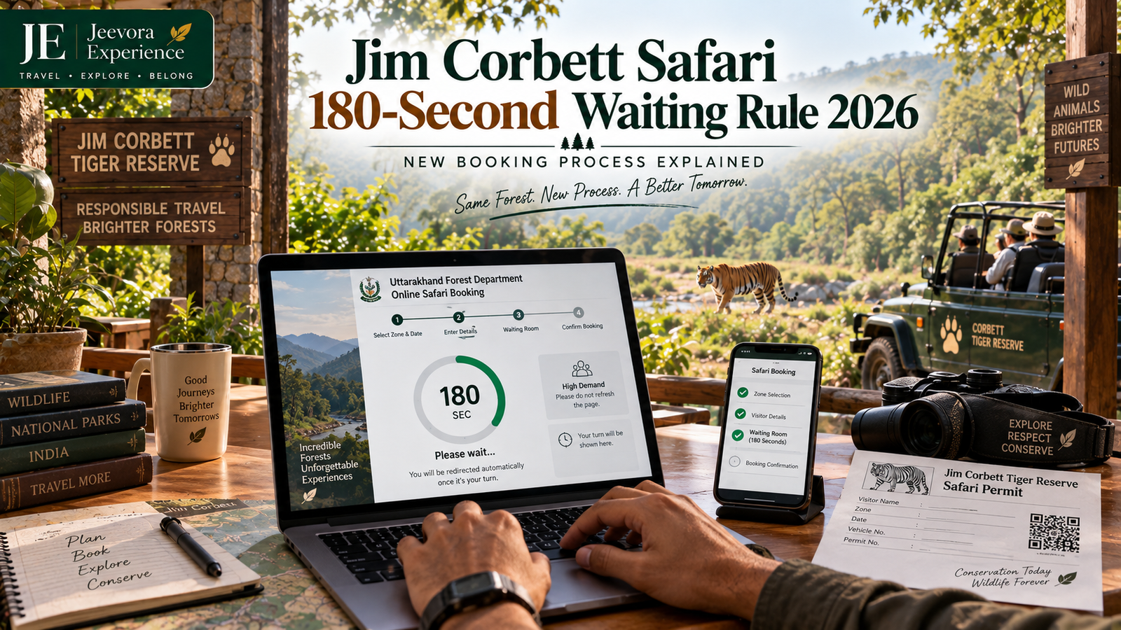 Jim Corbett Safari 180-second waiting rule 2026 booking process