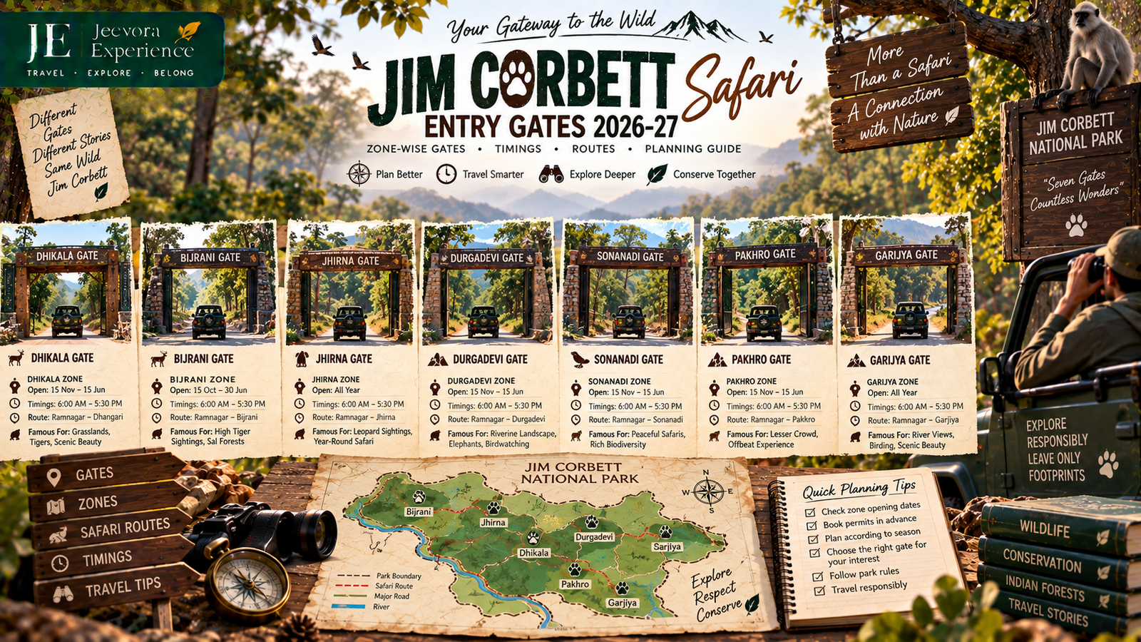 Jim Corbett safari entry gates 2026-27 zone-wise gate and route guide