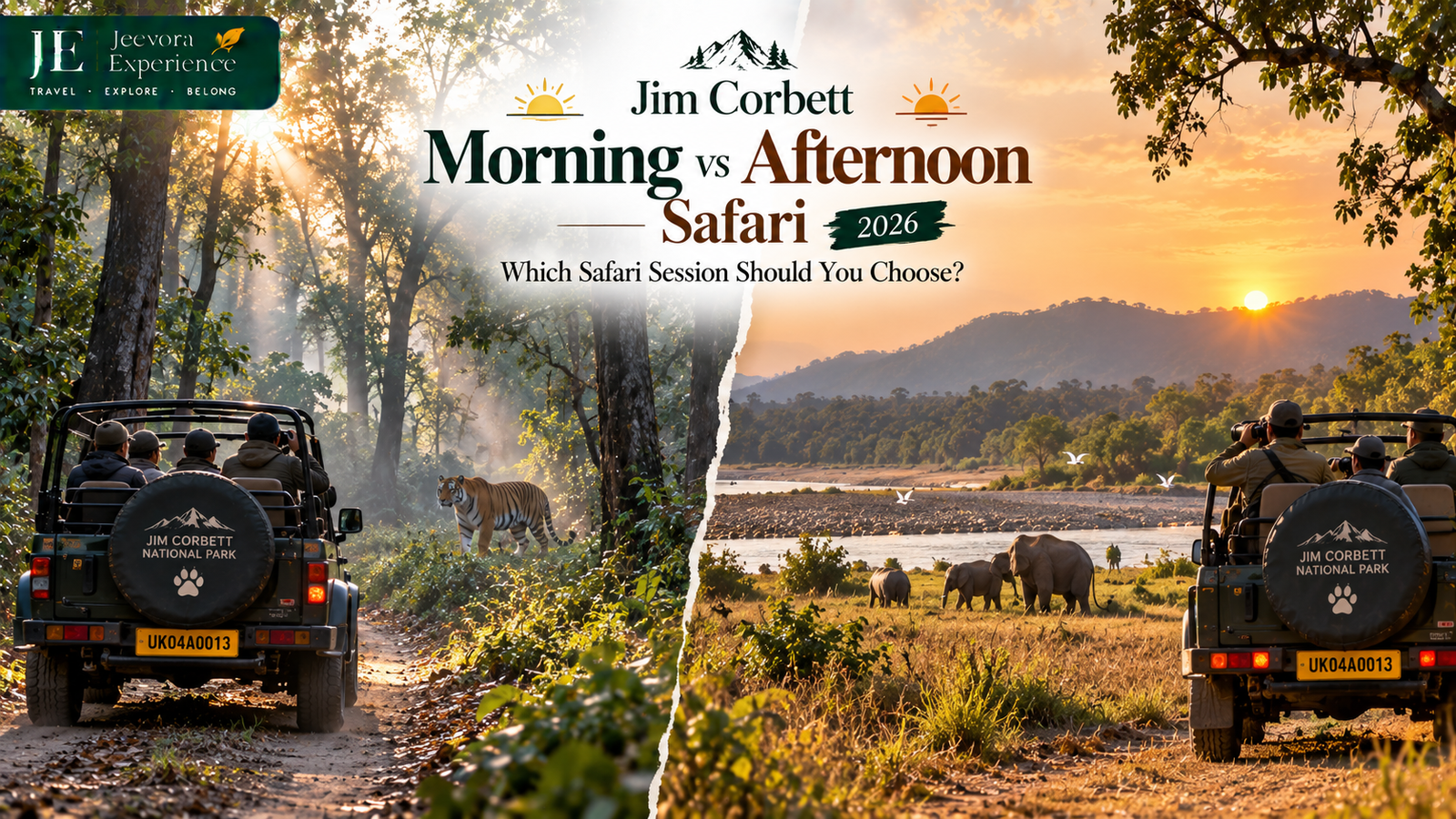 Jim Corbett morning vs afternoon safari 2026 comparison and wildlife experience