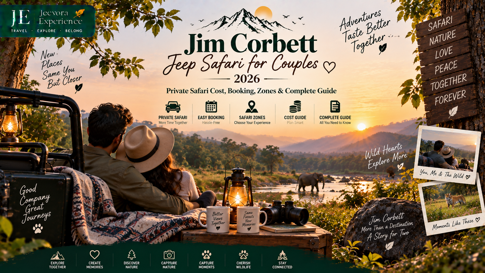 Jim Corbett Jeep Safari Cost for Couples 2026 with a couple enjoying a private gypsy safari in the forest