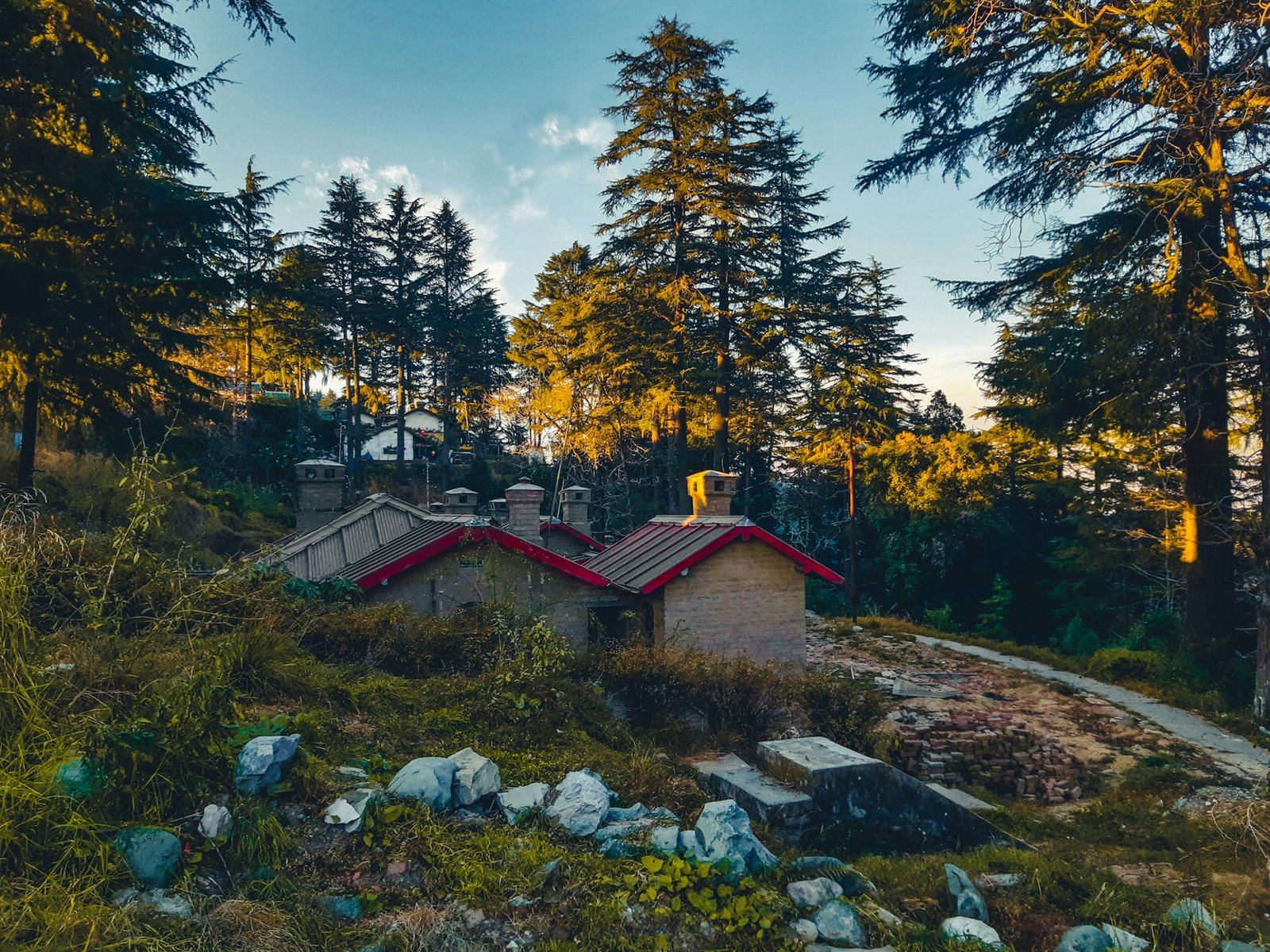 Mussoorie Mall Road with Luxury Hotels and Himalayan View