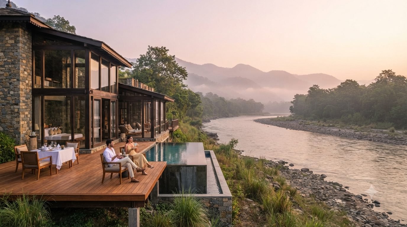 Luxury Riverside Lodge near Jim Corbett National Park